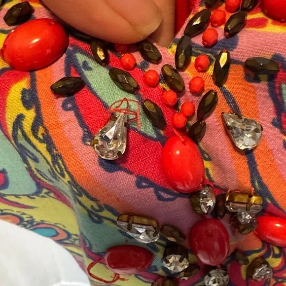 Lilly Pulitzer Vibrant Multicolor Paisley Dress with beaded neckline - Picture 4 of 12